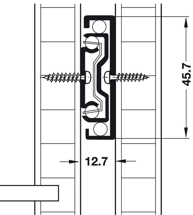 3832-EC BB Drawer Runner Full 43kg 350mm Blk