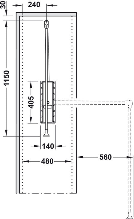 W/Robe Lift Pull 870-1190mm 15kg NP/Blk
