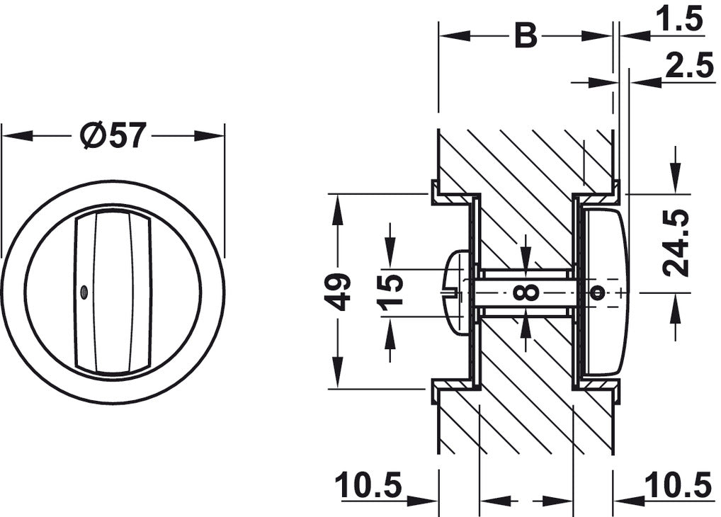 WC Sld Dr Mortice Hooklock Set 67.5mm CP