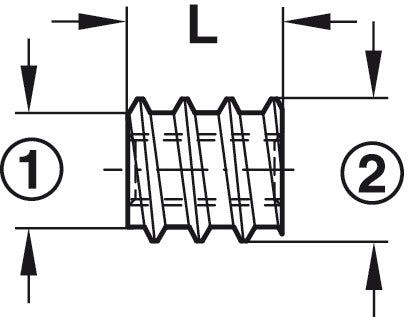 Hafele Screw-In Socket, with Screwdriver Slot External thread : 18.5 mm,  internal thread: M10, length: 15 mm