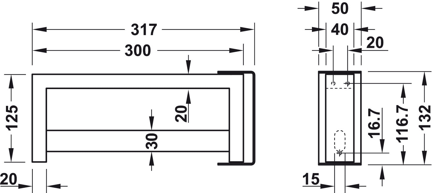 W/Robe Rail 125x317x50mm BMSS