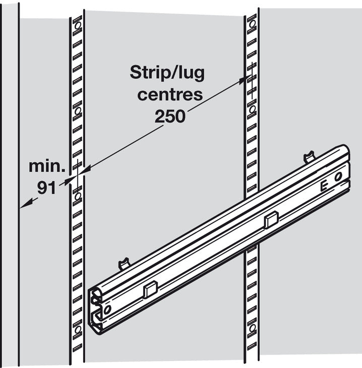 5519 BB Drawer Runner Full 40kg 400mm St Galv