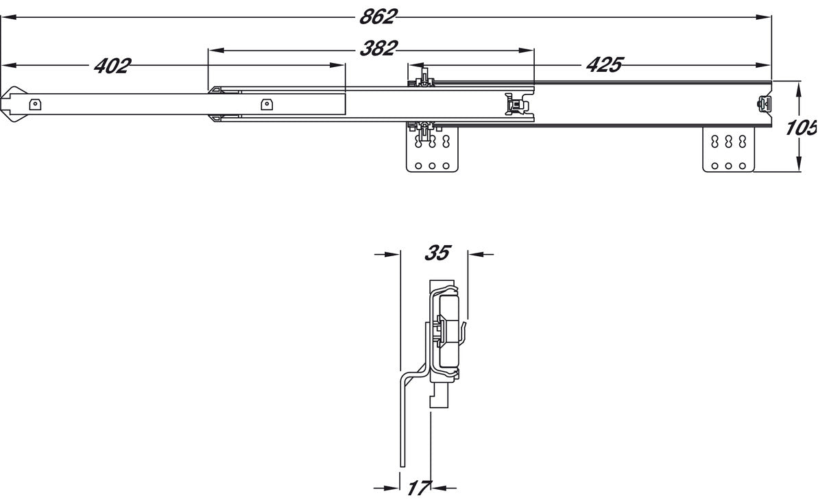 5547 Drawer Runner for Variant S-Eco SZP Blk