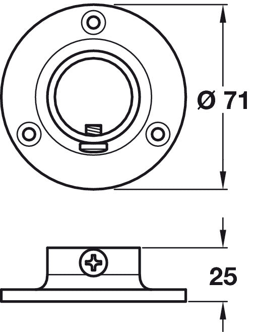 Wall Flange Socket D38mm Brass PB