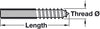 Wood to Metal Dowel M10x60mm Self Col