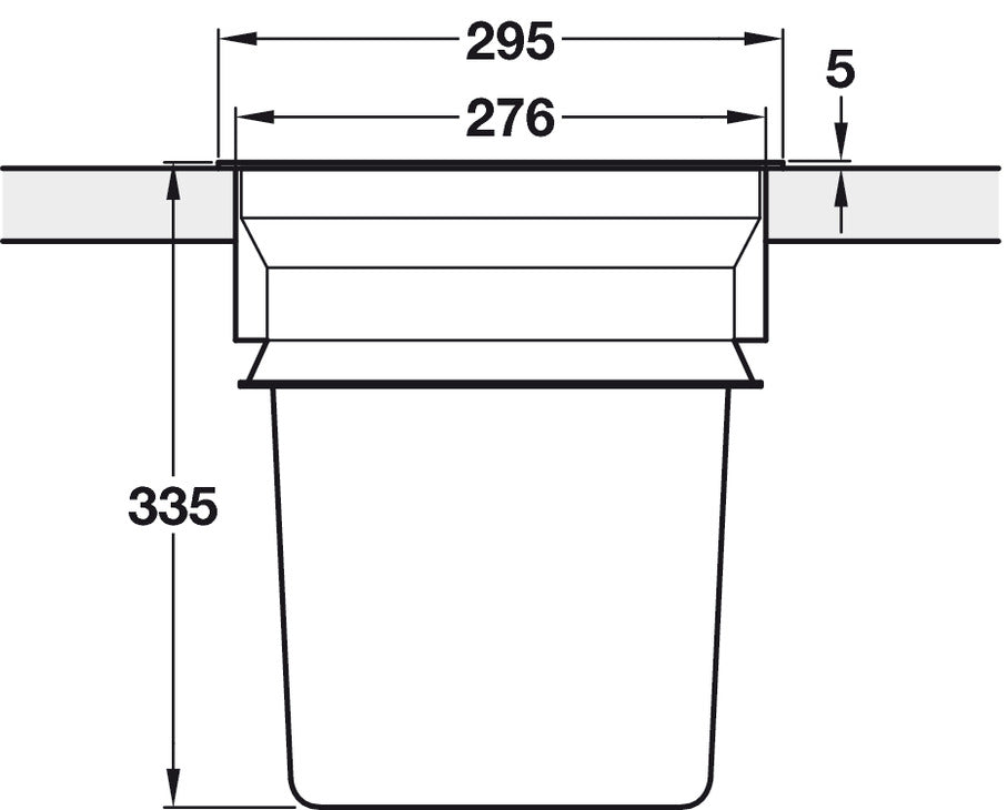 W/Top Bin RM D276mm 13L Pl Blk/SSS