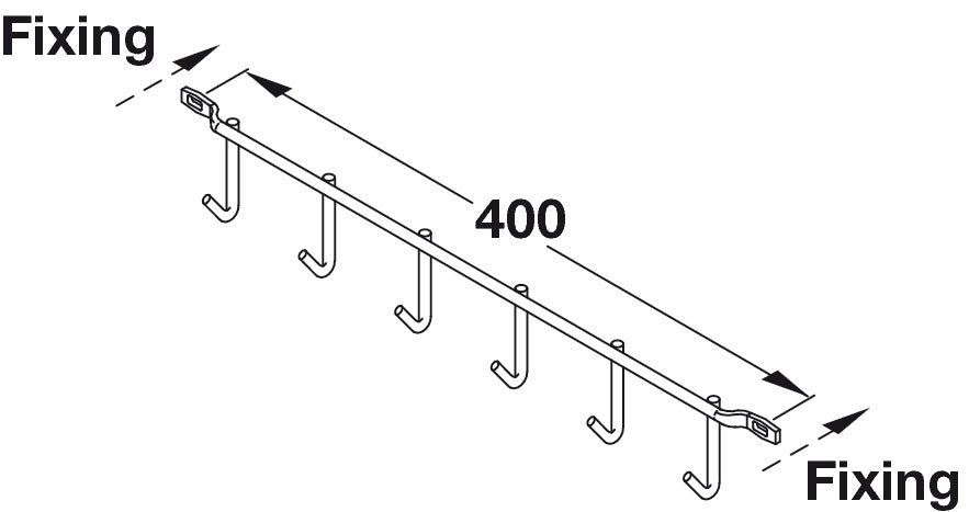 6 Hook Rack Chrome 400mm
