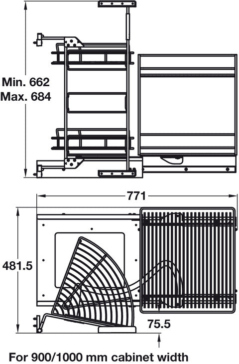 Eko Easy Corner PO/SO Chr UH 900/1000mm