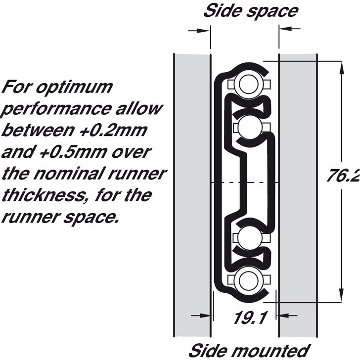 9301 BB Drawer Runner HD Full 182kg 1118mm Cor
