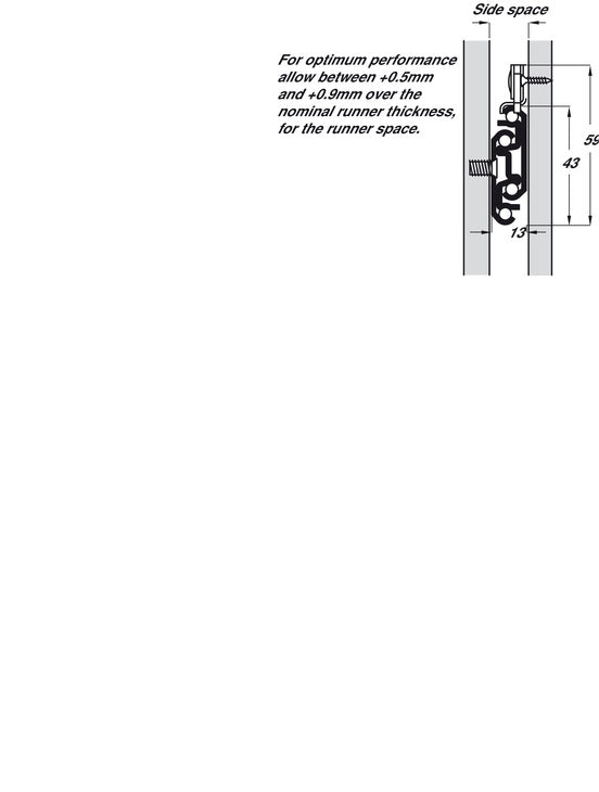 7407 BB Drawer Runner w M/Rail Full 45kg 450mm
