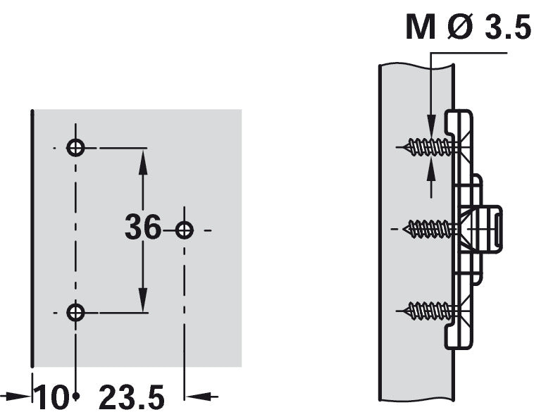2mm Mounting Plate FaceFrame 1prt Click Hospa