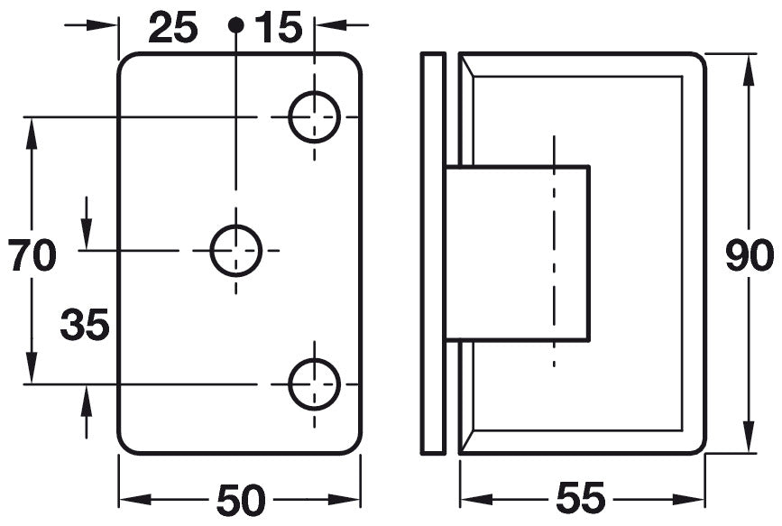 90D Shower Dr Hinge+Plt Wall-Gls Brs PCP