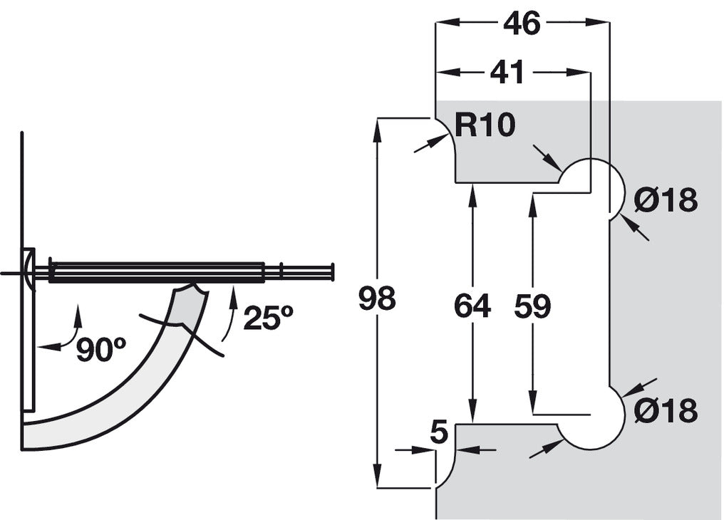 90D Shower Dr Hinge+Plt Wall-Gls Brs PCP