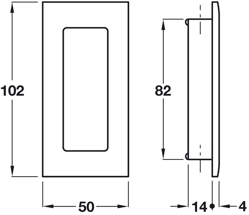 Flush Pull Hdl 102x50mm Brass PB