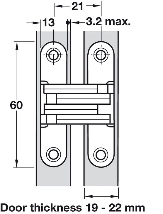 204 Soss Hinge 19-22mm ZA BP/St Links