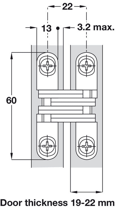 204A Soss Hinge 19-22mm ZA Body NP Links