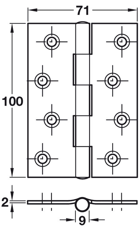 1838 Butt Hinge 100x71mm Steel EB