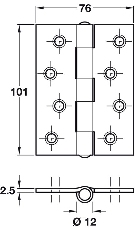 451 Butt Hinge 101x76mm Steel Self