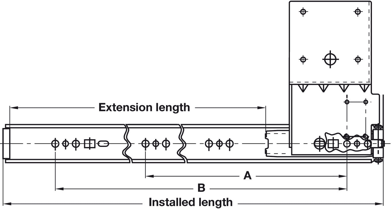 Accuride 1234 Pivot Sld Dr Run Blk 354mm