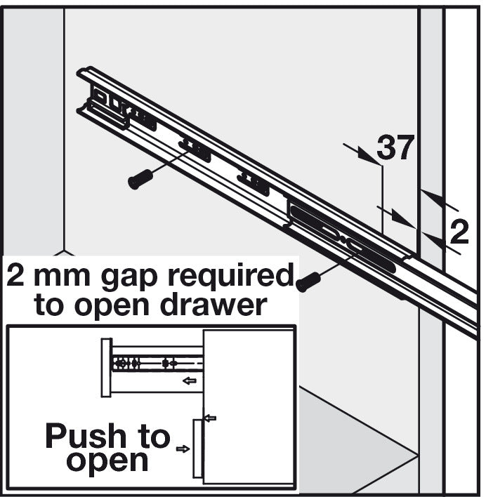 3832TR BB Drawer Runner Full 43kg 350mm Blk