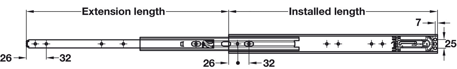 5321-EC BB Drawer Runner Full 80kg 1000mm BZP