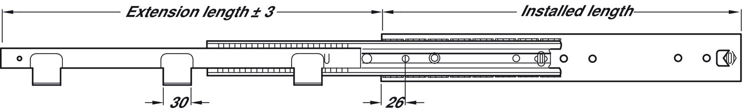 5321-60 BB Drawer Runner Full 105kg 300mm BZP