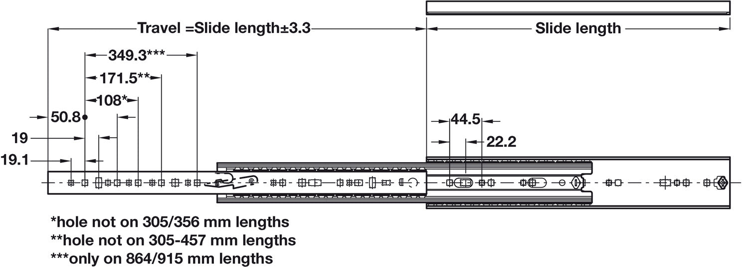 7957 BB Drawer Runner Full 140kg 356mm St Galv