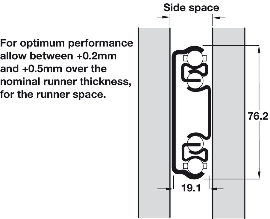 9308 BB Drawer RunnerRH Full 227kg 609.6mm BZP