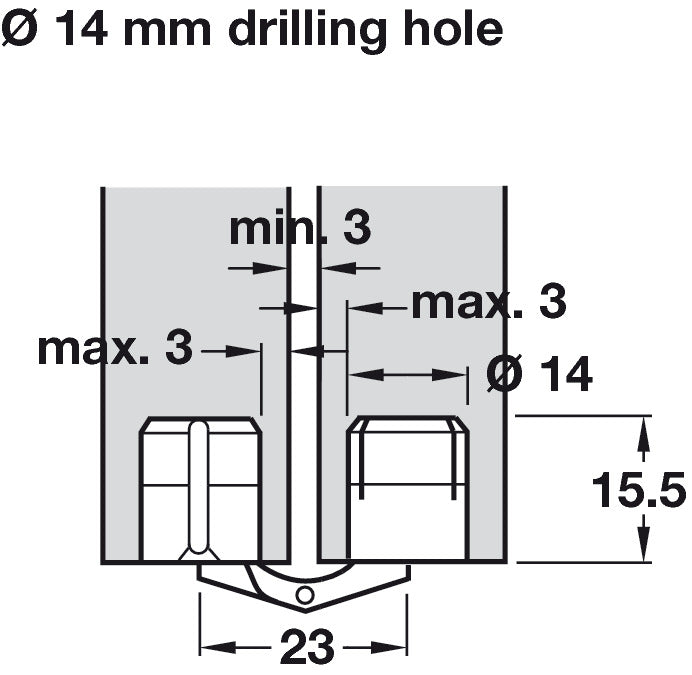 180D Zysa Hinge Drilling D14mm M.Brass