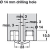 180D Zysa Hinge Drilling D14mm M.Brass