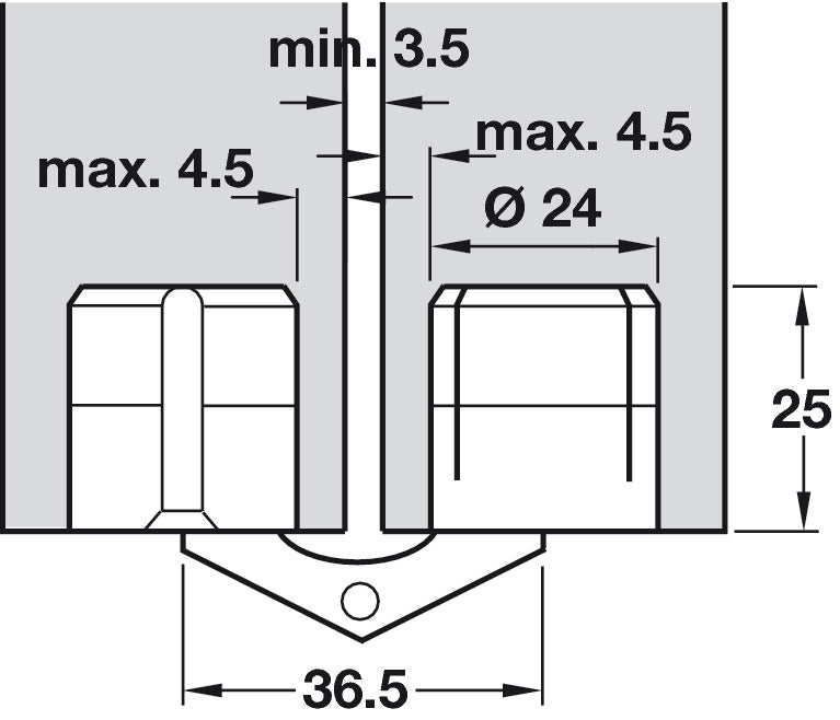 180D Zysa Hinge Drilling D24mm M.Brass