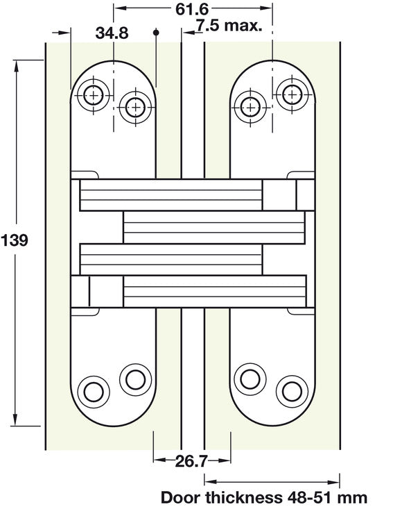 220 Soss Hinge 48-51mm NP Body St Links