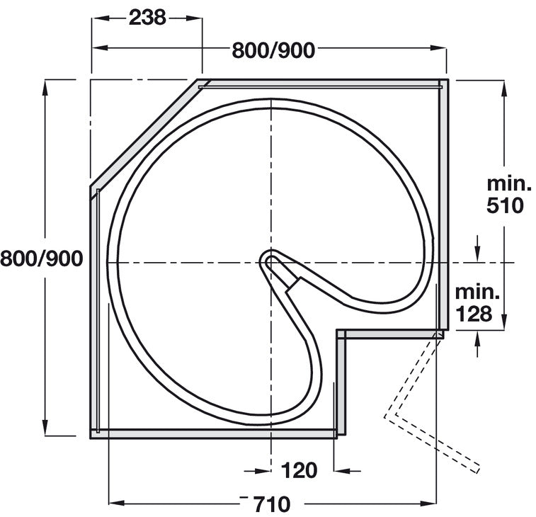 3/4 Carousel 710mmD ProArc Grey/Alu Rail