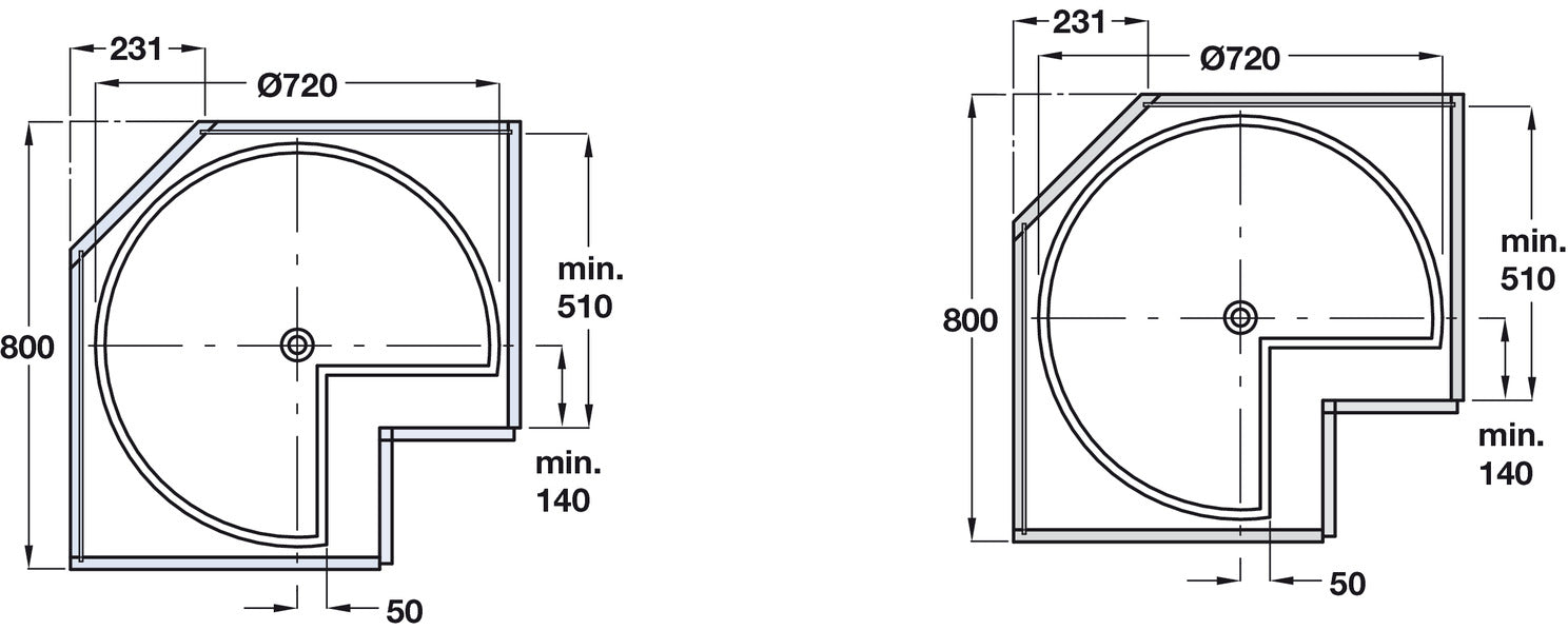3/4 Carousel H667-713mm/D720mm CrWht