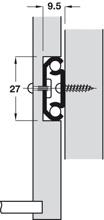 2726 BB Drawer Runner Sgl 15kg 400mm BZP