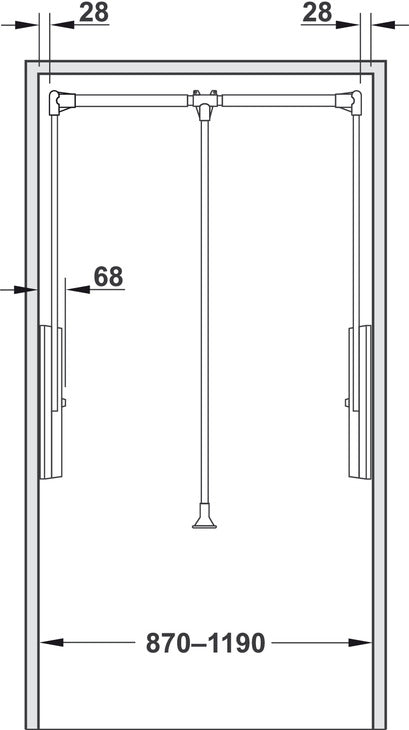 W/Robe Lift Pull 870-1190mm 15kg NP/Blk