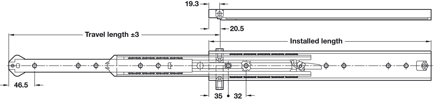 5343 InLock Drawer Runner Full 100kg 500mm SZP