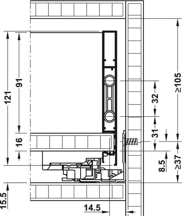 Vionaro Drawer Sides 121/350mm Slv
