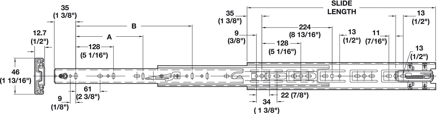 3832-SC BB Drawer Runner Full 44kg 400mm Wht