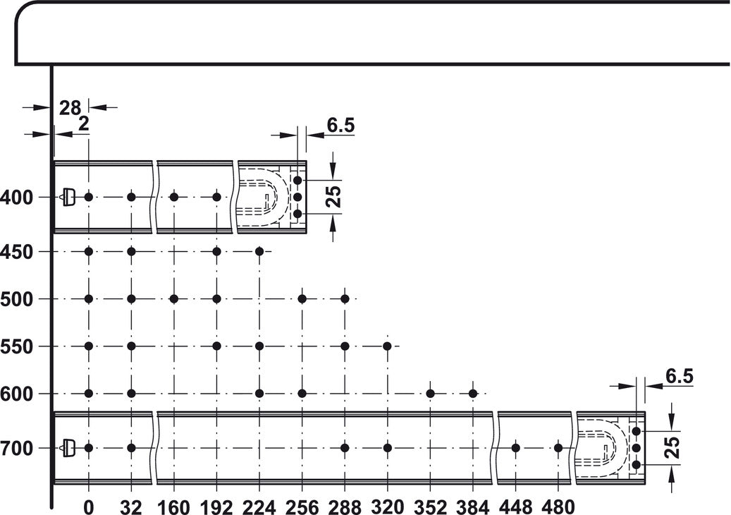 5417-EC BB Drawer Runner Full 50kg 600mm BZP