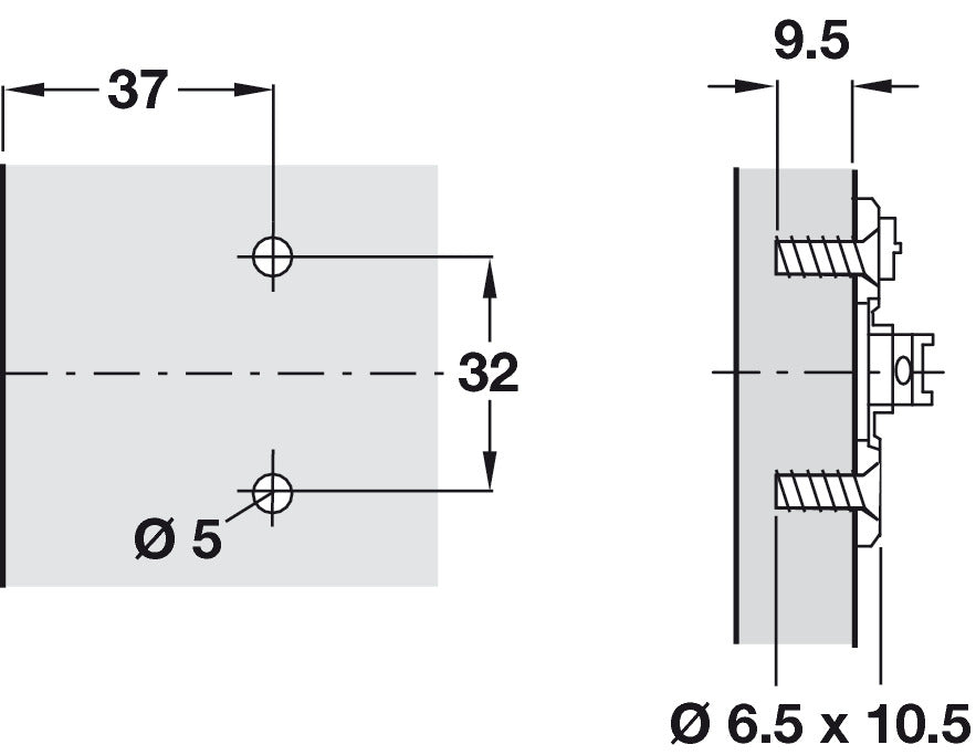 8mm Mounting Plate 2prt Click Cruci Cam Varianta