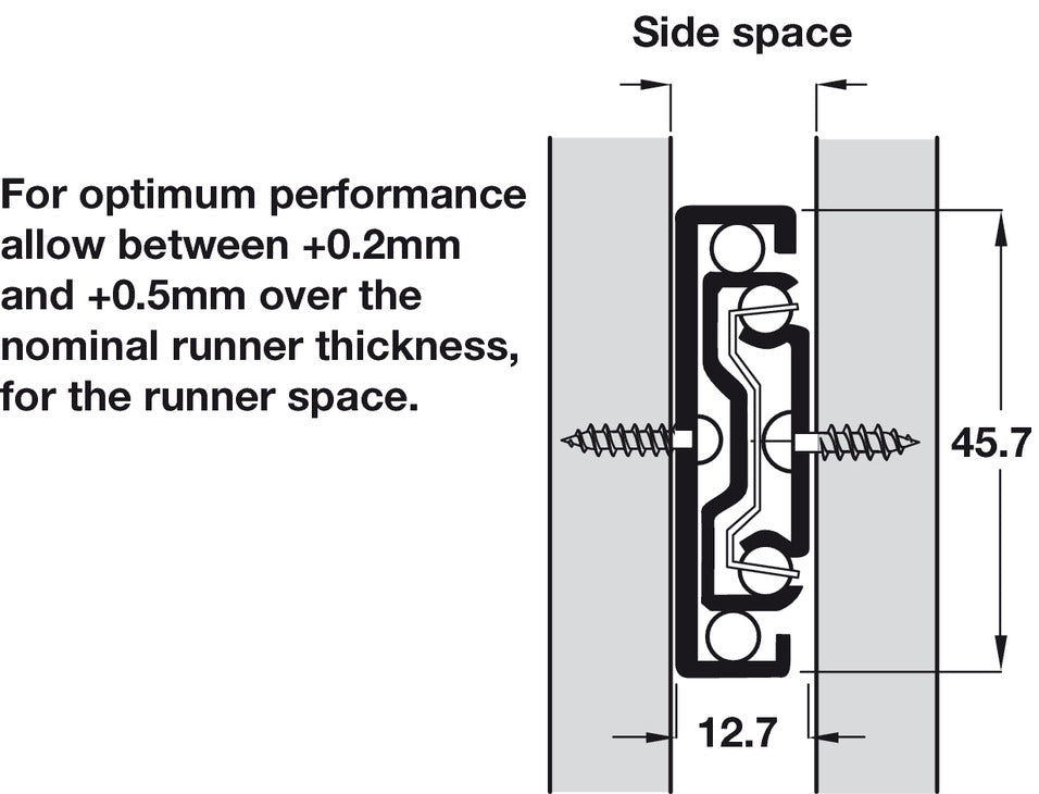 4501A BB Drawer Runner SC Full 35kg 550mm BZP