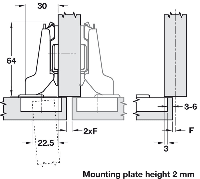 95D Hinge Click UnSprung SF Half