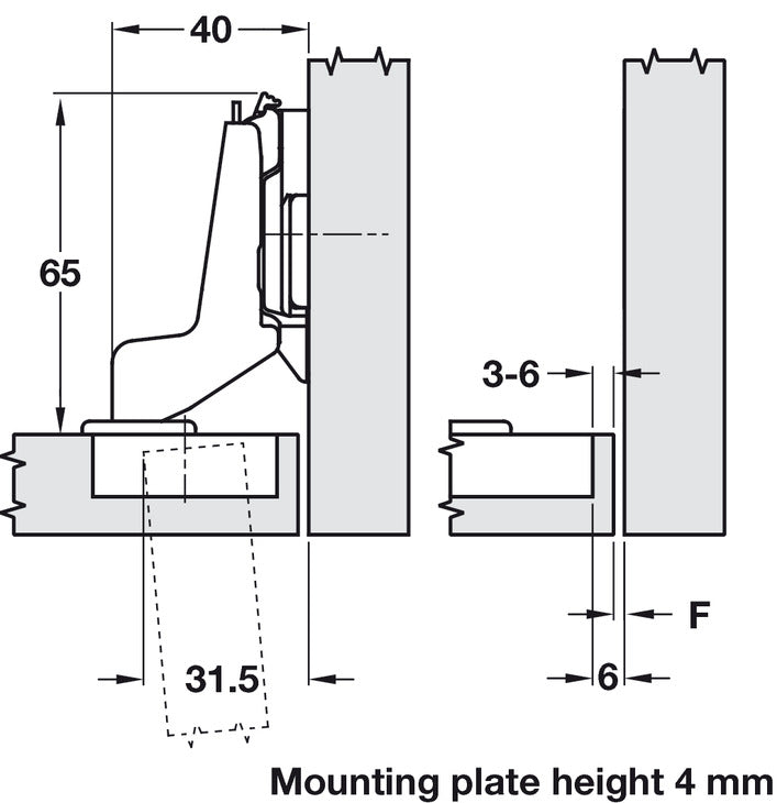 95D Hinge Click UnSprung SF Ins