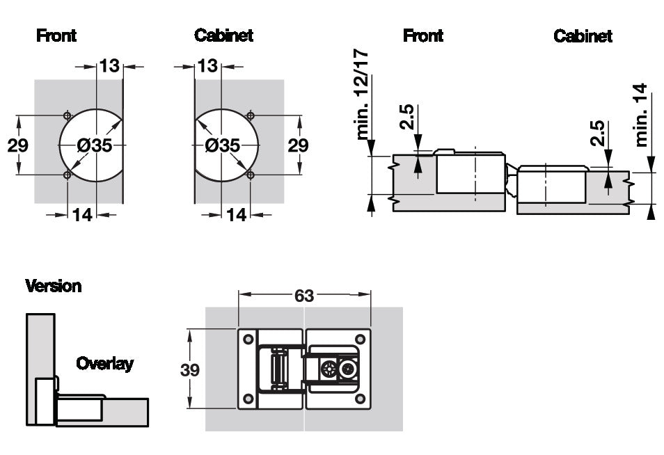 Tiomos Flap Hinge 90D 14-21mm Night/Ant