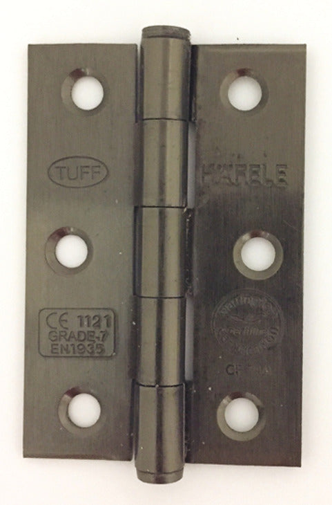 2x Butt Hinges Steel Black 75mm CLR