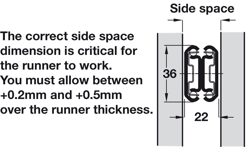 3630 BB Drawer Runner 2Way Full 45kg 600mm Blk