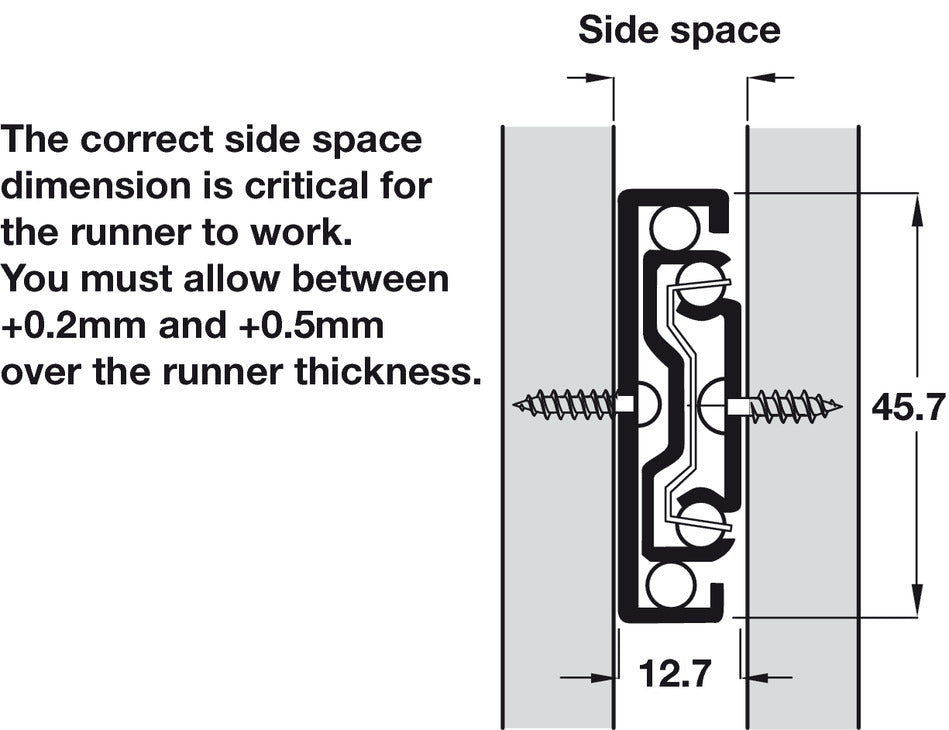3832-SC BB Drawer Runner Full 43kg 350mm BZP