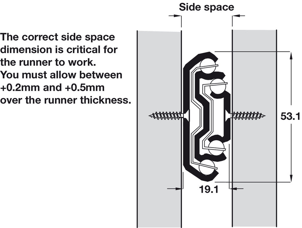 5321 BB Drawer Runner Full 160kg 500mm HGSS