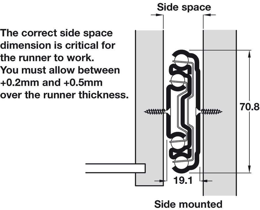 7957 BB Drawer Runner Full 140kg 356mm St Galv